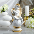 Статуэтка "Ангел с арфой на шаре" белая, 34 см - Фото 1