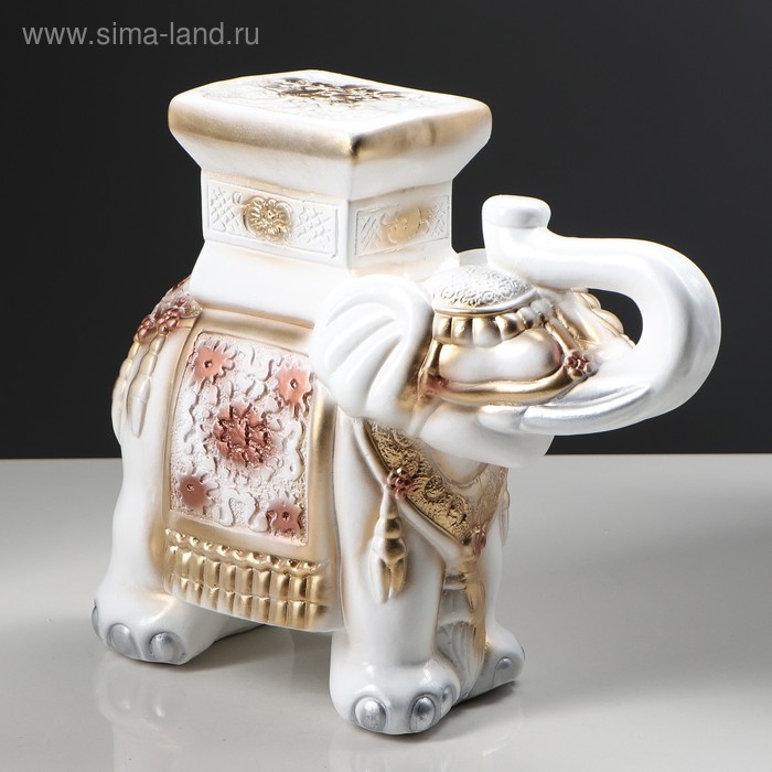 Подставка декоративная "Индийский слон", белая, покрытие лак, гипс, 27 см - Фото 1