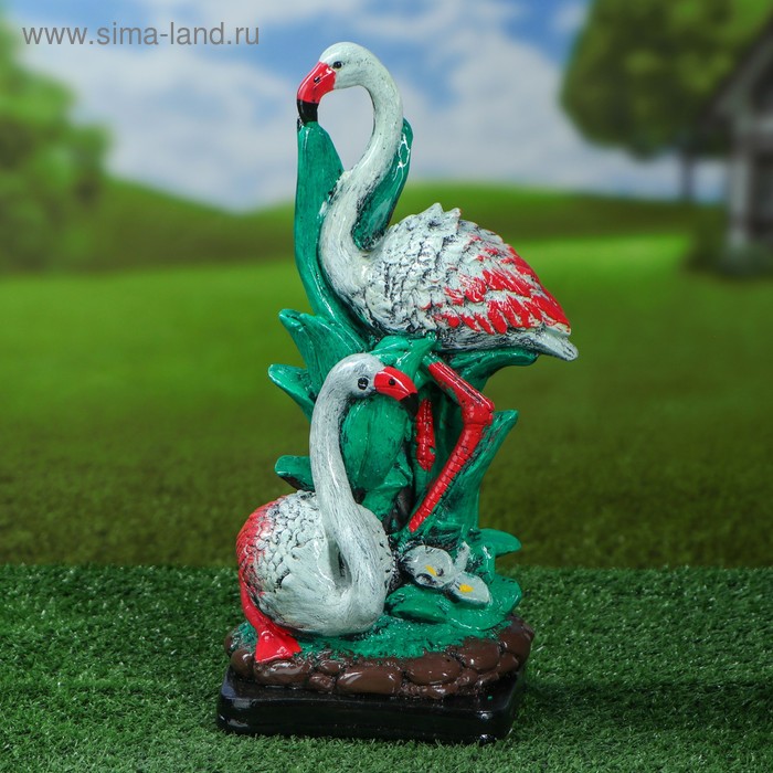 Садовая фигура "Семья фламинго", разноцветная, гипс, 34 см - Фото 1