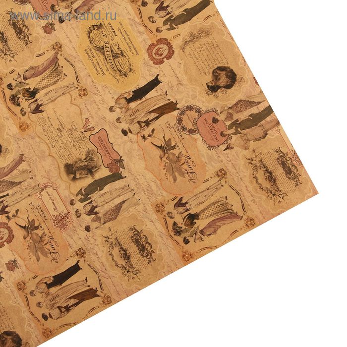 Бумага упаковочная крафт "Париж ретро", 70 х 100 см, набор 10 листов - Фото 1