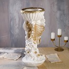 Статуэтка-кашпо "Ангел с чашей в руках", бело-золотистый, 22*24*52 см - Фото 3