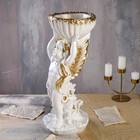 Статуэтка-кашпо "Ангел с чашей в руках", бело-золотистый, 22*24*52 см - Фото 4
