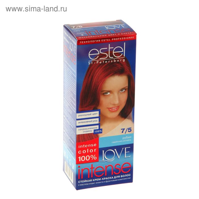 Крем-краска для волос Estel Love intense тон 7/5, рубин - Фото 1