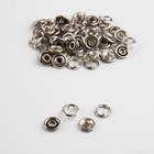 Кнопки рубашечные, открытые, с установщиком, d = 10 мм, 15 шт, цвет серебряный - фото 9220754