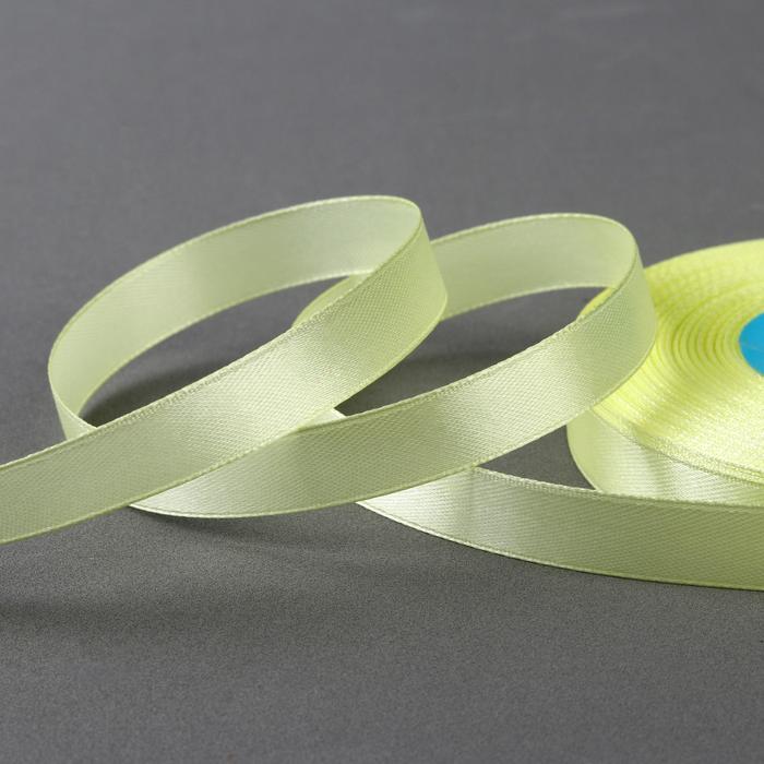 Лента атласная, 12 мм × 33 ± 2 м, цвет светло-жёлтый №009 - Фото 1
