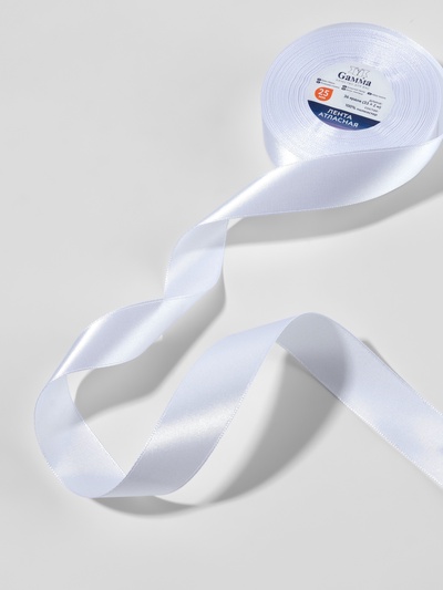 Лента атласная, 25 мм, 33±2 м, белая №001