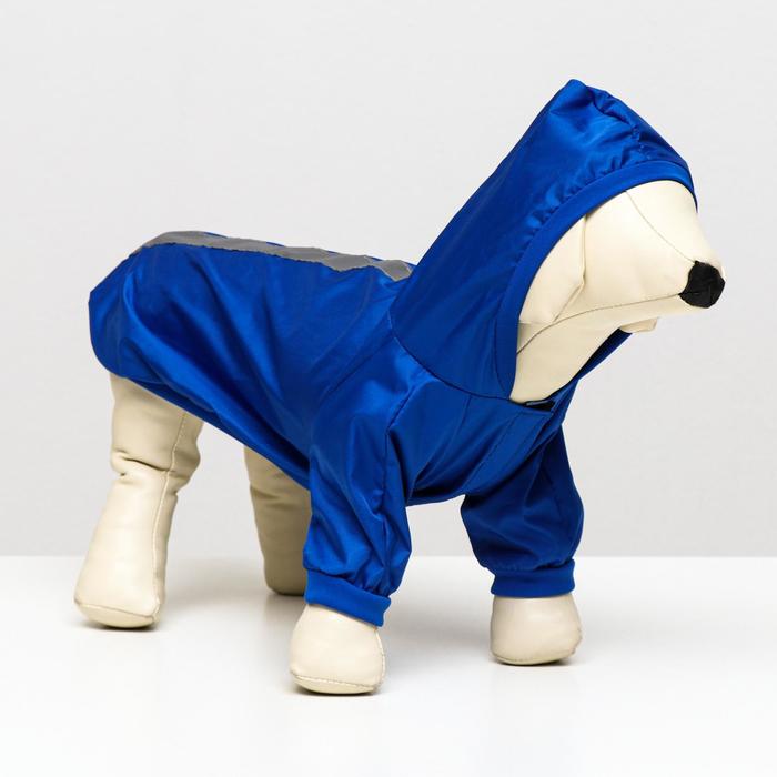 Куртка-ветровка для животных, светоотражающая, L (ДС 28-30, ОШ 32, ОГ 36-40 см), синяя - Фото 1