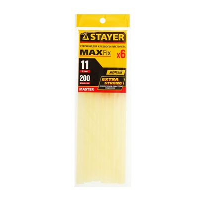 Стержни клеевые STAYER Master, желтые по бумаге и дереву, 11 х 200 мм, 6 шт