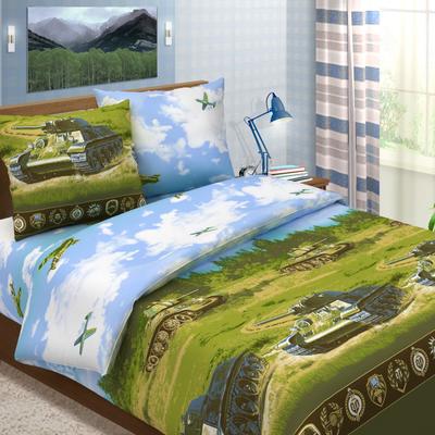 Постельное бельё 2сп макси «Традиция: Танки», 175х217 см, 220х240 см, 70х70 см - 2 шт