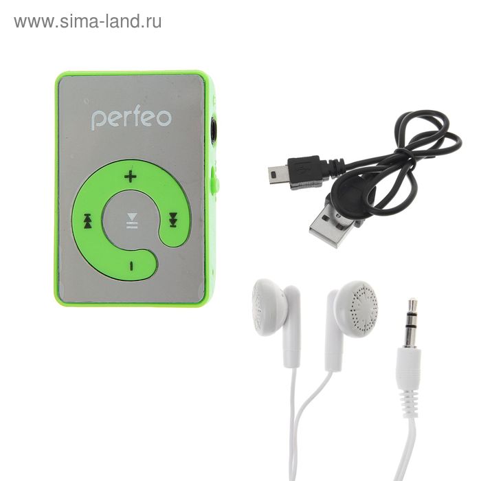 Mp3 плеер Perfeo Music Clip Color, зеленый - Фото 1