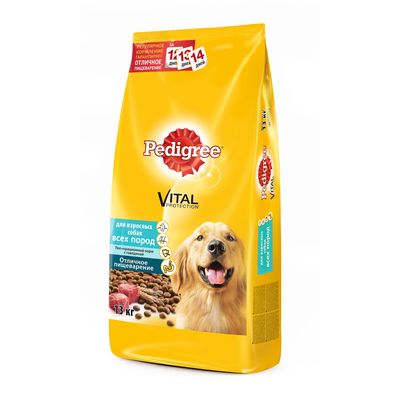 Сухой корм Pedigree для взрослых собак всех пород, говядина, 13 кг