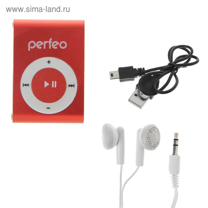 Mp3 плеер Perfeo Music Clip Titanium, 4 Gb, бордовый - Фото 1