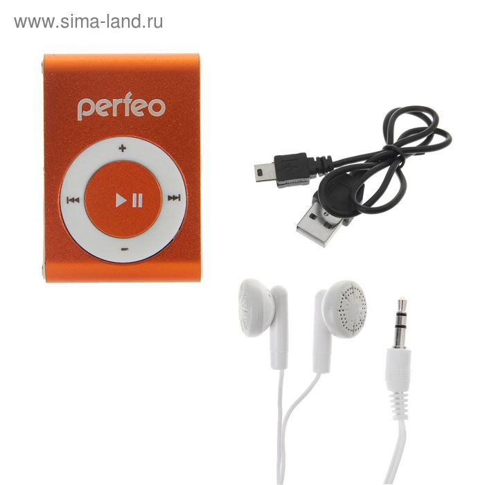 Mp3 плеер Perfeo Music Clip Titanium, 4 Gb, оранжевый - Фото 1