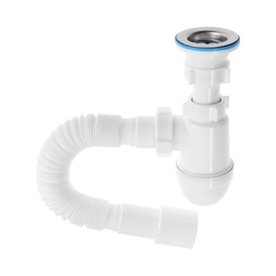 Сифон для мойки «АНИ Пласт» C0115, 1 1/2"х40 мм, нерж решетка d=70 мм, с гофрой 40×40/50 мм