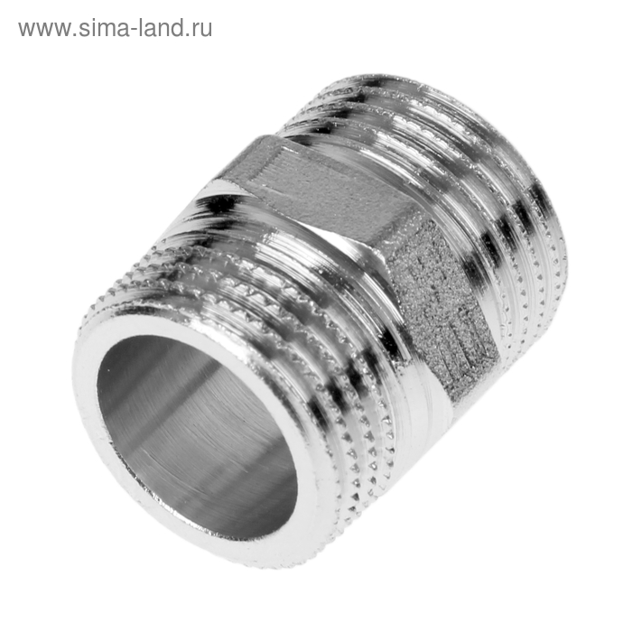 Ниппель General Fittings, 1/2", наружная резьба, никелированная латунь - Фото 1
