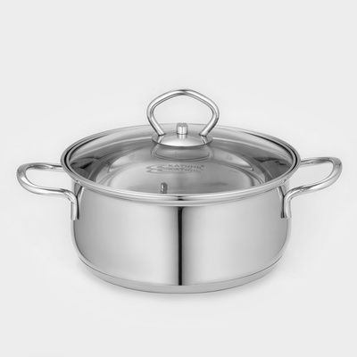 Кастрюля из нержавеющей стали «Лира» 2.2 л, d=18 см, капсульное дно, индукция