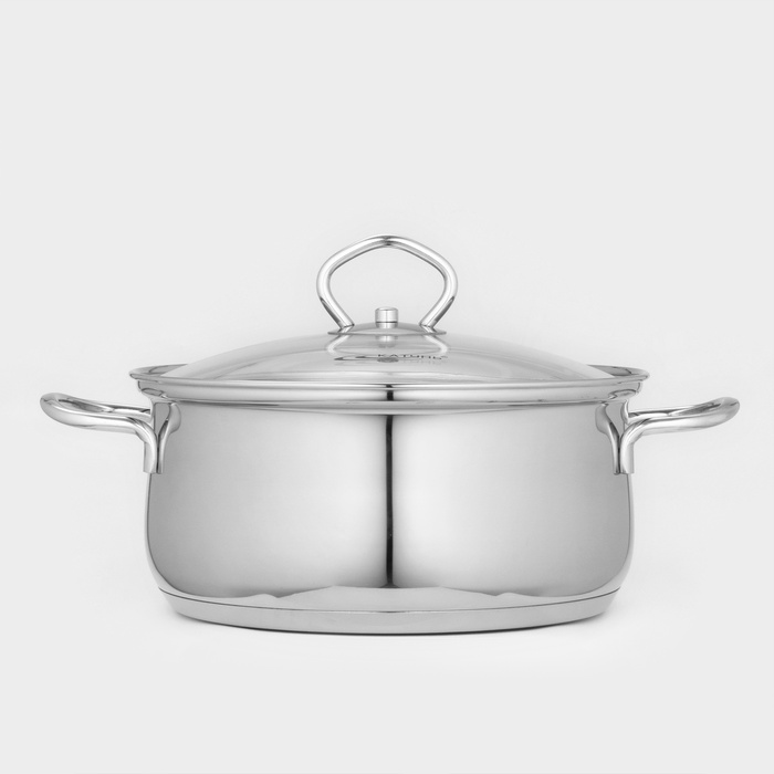 Кастрюля из нержавеющей стали «Лира» 3.2 л, d=20 см, капсульное дно, индукция - Фото 1