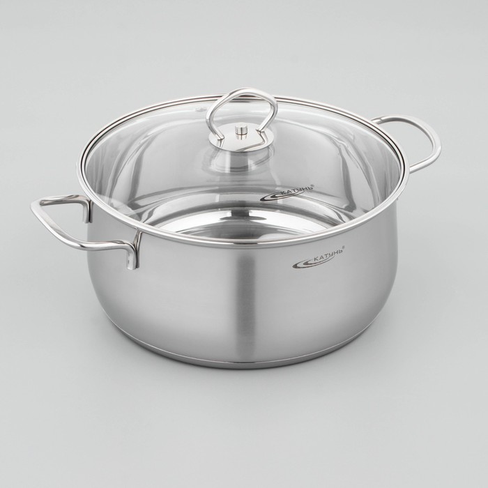 Кастрюля Катунь «Лира», 5.2 л, d=24 см, капсульное дно, индукция, нержавеющая сталь - Фото 1