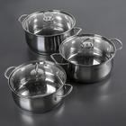 Набор кастрюль Катунь «Лира», 3 шт.: 3.2 л, 4.2 л, 5.2 л, капсульное дно, индукция, нержавеющая сталь, AISI - 201 - Фото 1