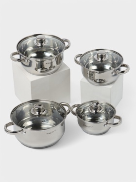 Набор кастрюль Катунь«Гретта», 4 предмета: 1.6 л, 2.2 л, 3.2 л, 4.2 л, капсульное дно, индукция, нержавеющая сталь