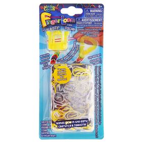 Набор для плетения браслетов FINGER LOOM, в комплекте: резиночки, светящ. в темноте, клипсы, жёлтый станок