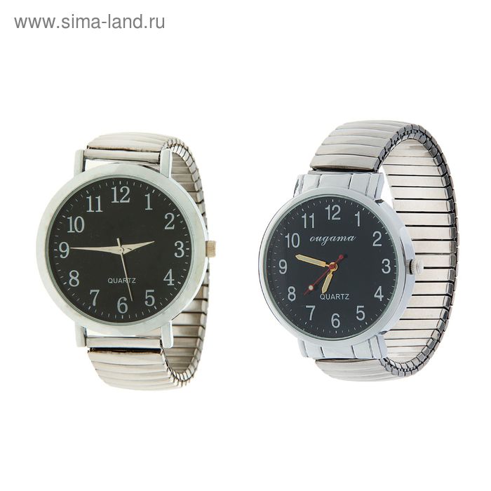 Часы наручные мужские, черный циферблат микс, на браслете-резинке - Фото 1