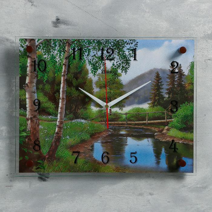 Часы-картина настенные, серия: Природа, &quot;Мостик через речку&quot;, 30х40  см