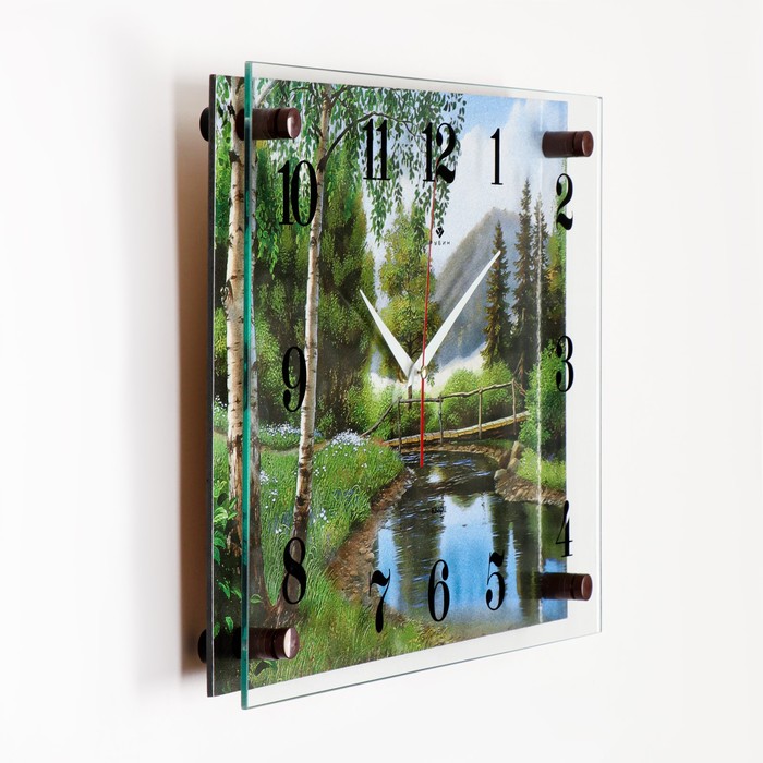 Часы-картина настенные, серия: Природа, "Мостик через речку", 30х40  см - фото 1905348743