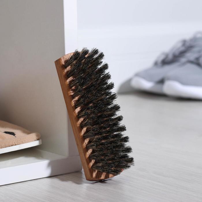 Щётка для обуви, 13×4 см, 80 пучков, натуральный волос - Фото 1
