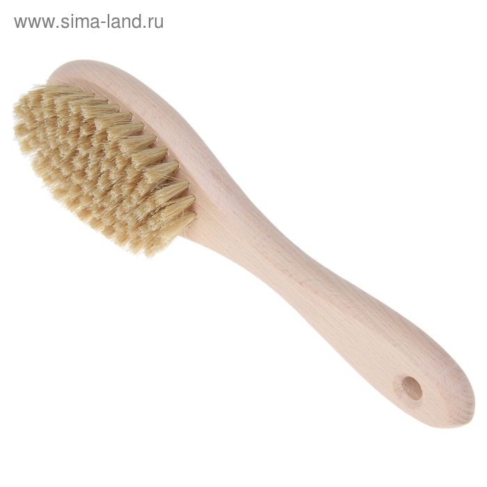 Щетка с ручкой «Овальная», 79 пучков, щетина натуральная, цвет белый - Фото 1