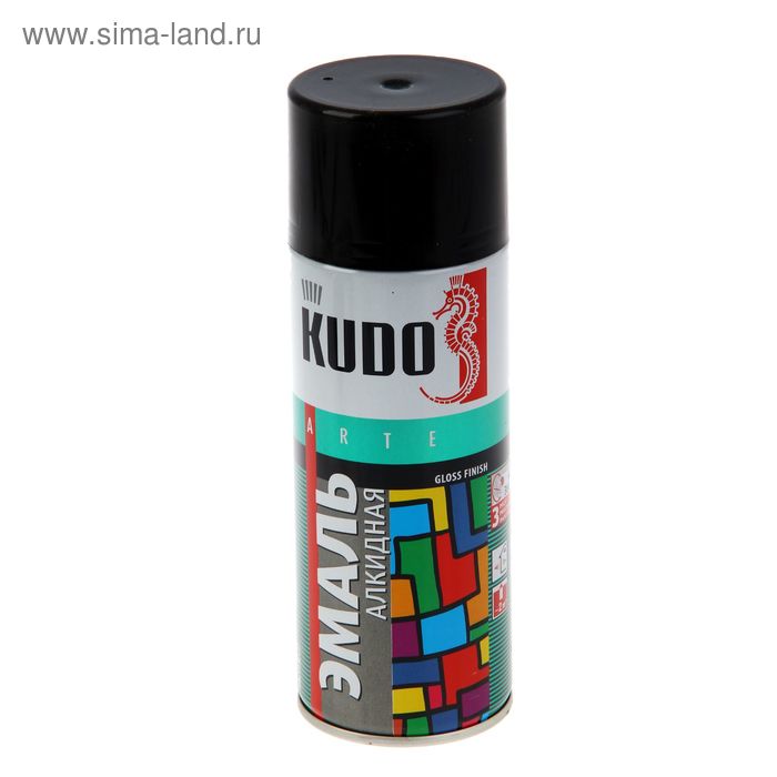 Эмаль алкидная  универсальная Kudo черная, глянцевая, 0,52л - Фото 1