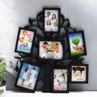 Фоторамка-коллаж на 7 фото 7×7 см, 7×10 см, 8×10 см «Дерево желаний», чёрная, 36×31 см