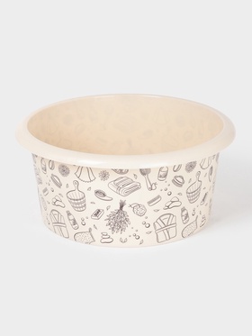 Таз хозяйственный «Русская банька», круглый, пластик, 10 л, бежевый