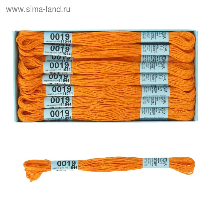 Набор ниток мулине, №0019, 8±1м, 24шт, цвет светло-оранжевый - Фото 1