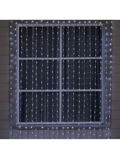 Гирлянда «Водопад» 2×6 м, IP44, УМС, белая нить, 1500 LED, свечение белое, 8 режимов, 220 В