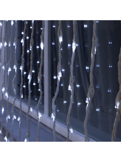 Гирлянда «Водопад» 2×6 м, IP44, УМС, белая нить, 1500 LED, свечение белое, 8 режимов, 220 В