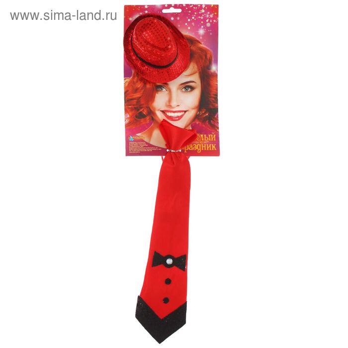 Карнавальный набор 2 предмета: шляпка, галстук, цвета МИКС - Фото 1