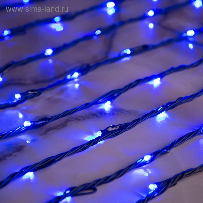 Гирлянда "Дождь" уличная 2 х 9 м, LED-2000-220V, 8 режимов, нить тёмная, свечение синее - Фото 1