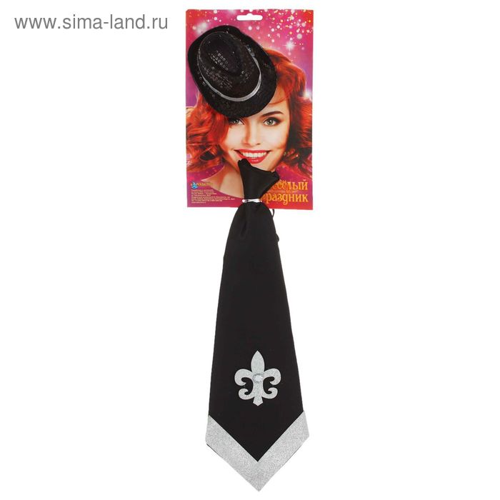 Карнавальный набор 2 предмета: шляпка, галстук, цвета МИКС - Фото 1