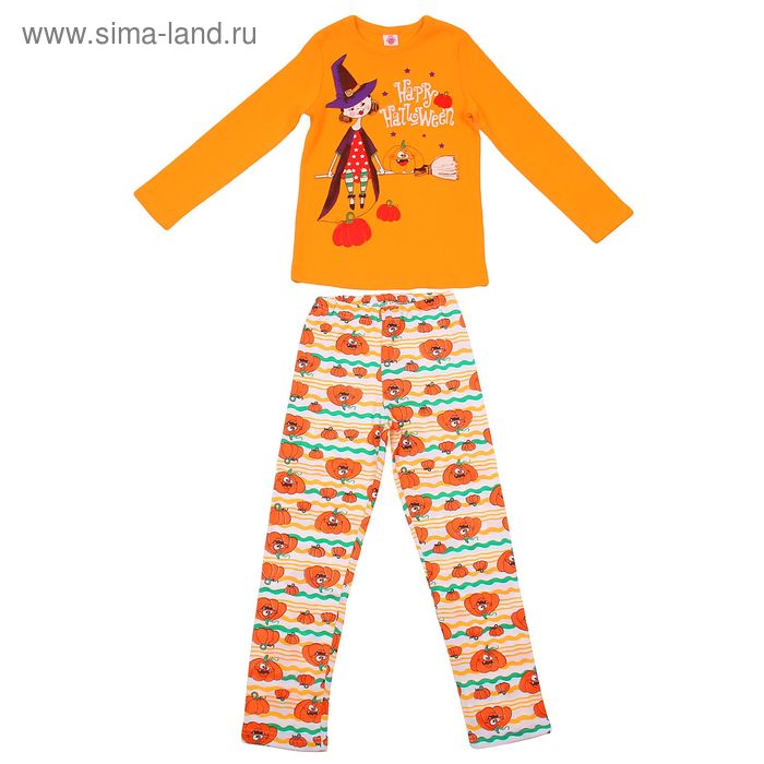 Пижама для девочки "Хэллоуин", рост 122-128 см (64), цвет оранжевый Р217418 - Фото 1