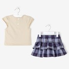 Костюм для девочки (футболка, юбка) G414, бежевый, рост 74-80 см - Фото 3