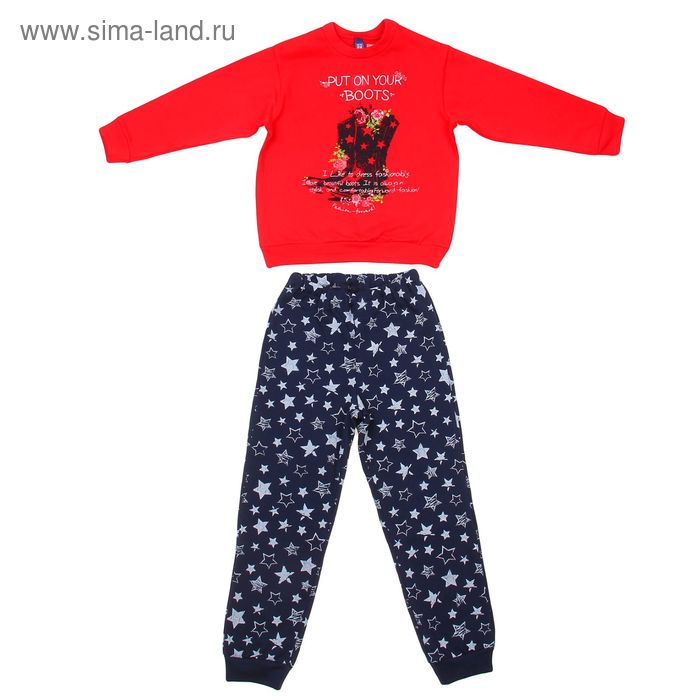 Костюм для девочки (джемпер+брюки), рост 110-116 см (60), цвет красный/тёмно-синий Р627482 - Фото 1