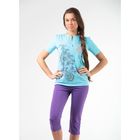 Комплект женский (футболка, бриджи) М-170-09 голубой/фиолет, р-р 50 - Фото 1