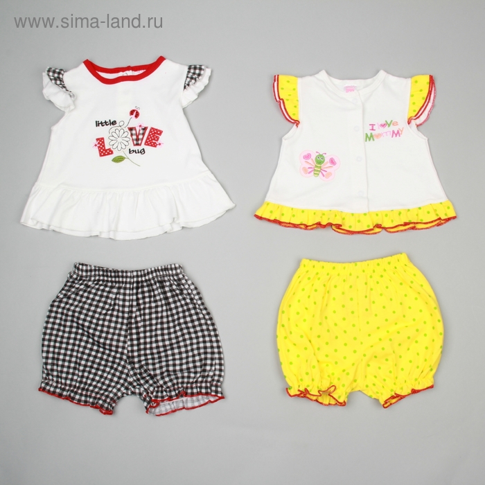 Комплект для девочки: туника, шорты, на 3 мес (рост 50-62 см), цвета МИКС - Фото 1