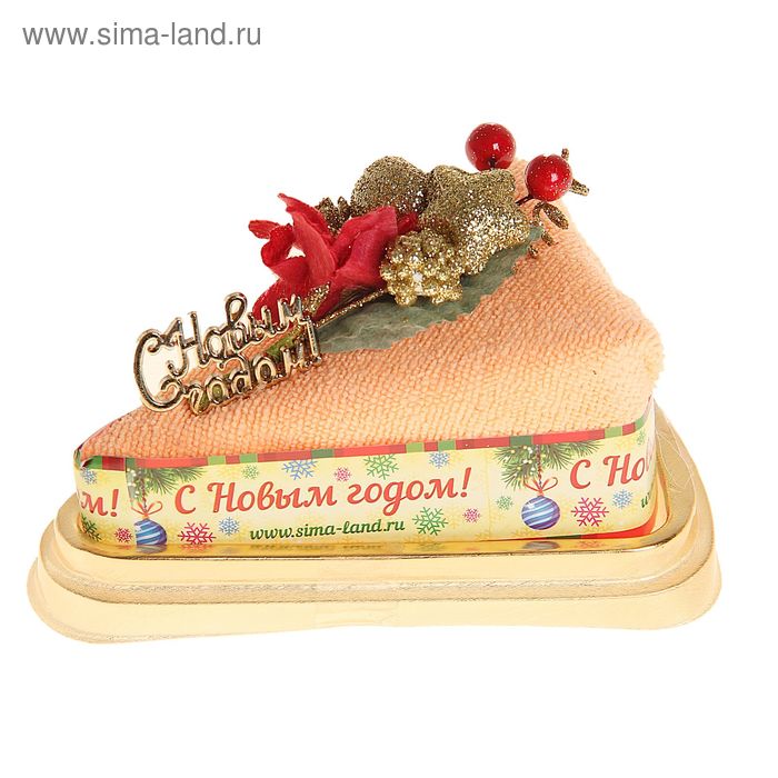 Полотенце сувенирное торт "Collorista" Новогодний букет 20 х 20 см, микрофибра - Фото 1