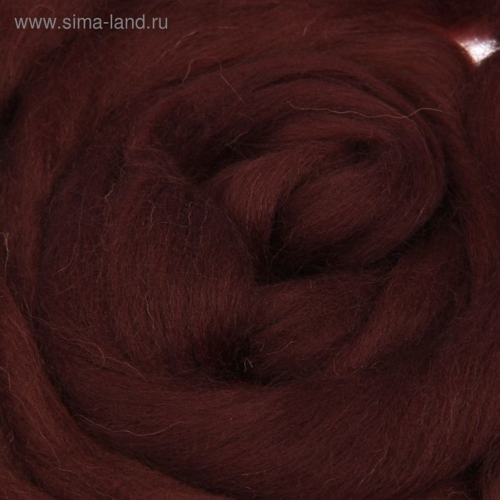 Шерсть для валяния 100% полутонкая шерсть 100гр (0412, шоколад) - Фото 1