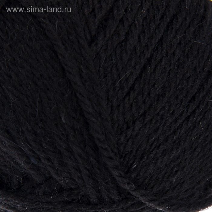 Пряжа "Подмосковная" 50% шерсть, 50% акрил 250м/100гр (0140, черный) - Фото 1