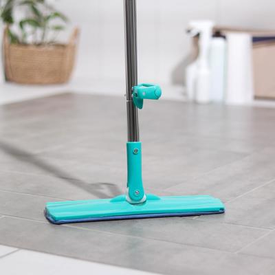 Швабра с отжимом Доляна, 2 насадки из микрофибры 35×14 см, стальная ручка 125 см, цвет МИКС