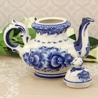 Чайник гжель «Воробей», бело-синий,керамика, - Фото 2