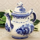 Чайник гжель «Воробей», бело-синий,керамика, - Фото 3
